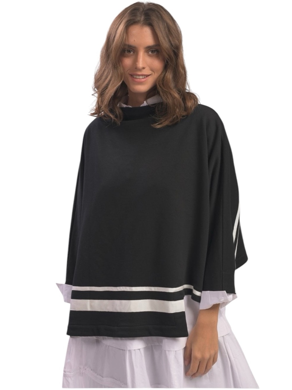 NWOT Alembika Urban Nougat Cutaway Top Black Asymmetrical Oversized Small